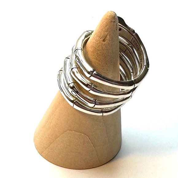 John Hardy Batu Bamboo Silver Wrap Ring Amethyst Size 7 Sterling 925 NWOT - Picture 4 of 6